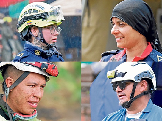 Banesa González, del Cuerpo de Bomberos Voluntarios de Villamaría; Mónica Andrea Rodas, del Cuerpo Oficial de Bomberos de Manizales; Cristian Camilo Jiménez, de la Fundación ByR, y Juan Carlos Bedoya, de la Cruz Roja Caldas son cuatro socorristas que participaron en la búsqueda y recuperación de los cuerpos de las cinco personas que murieron en el deslizamiento del 20 de febrero en la vereda Los Cuervos, de Villamaría, donde todavía falta uno por encontrar. Se destaca su valiente labor, porque no dudan en exponer su vida para ayudar a otros. Banesa González, del Cuerpo de Bomberos Voluntarios de Villamaría; Mónica Andrea Rodas, del Cuerpo Oficial de Bomberos de Manizales; Cristian Camilo Jiménez, de la Fundación ByR, y Juan Carlos Bedoya, de la Cruz Roja Caldas son cuatro socorristas que participaron en la búsqueda y recuperación de los cuerpos de las cinco personas que murieron en el deslizamiento del 20 de febrero en la vereda Los Cuervos, de Villamaría, donde todavía falta uno por encontrar. Se destaca su valiente labor, porque no dudan en e