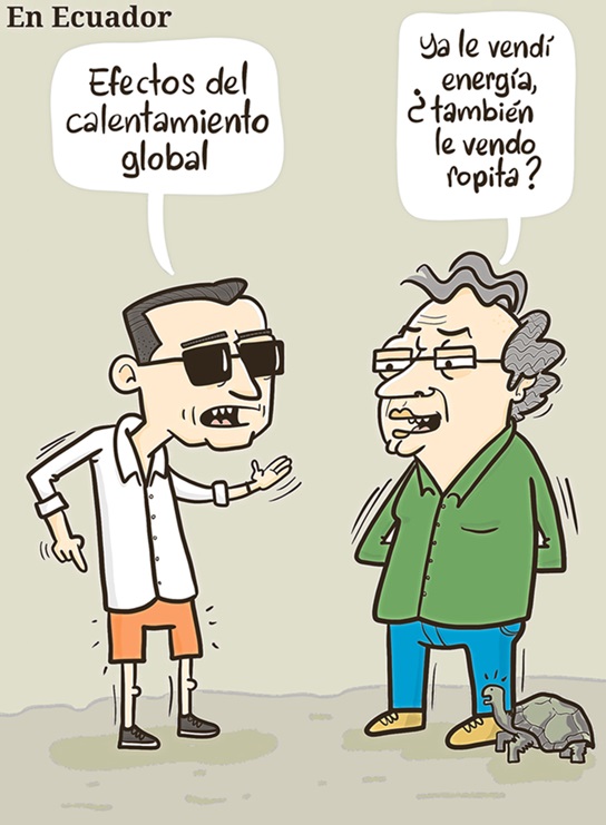 Caricatura 17 de diciembre del 2024: Presidente de Colombia, Gustavo Petro, reunido con Daniel Novoa, mandatario de Ecuador