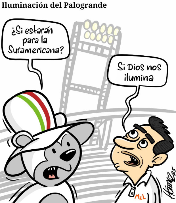 Caricatura 2 de febrero del 2025: Iluminación del estadio Palogrande de Manizales, ¿estará lista para el Once Caldas en la Copa Sudamericana?