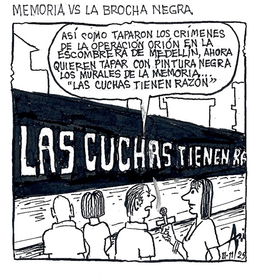 Caricatura 12 de febrero del 2025: Las cuchas tienen razón, memoria versus la brocha negra