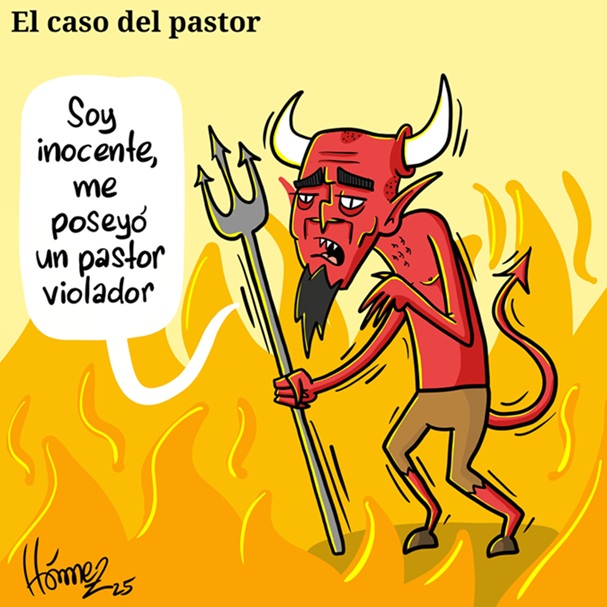 Caricatura 8 de mayo del 2025: El caso del pastor señalado de violar a su hijastra en Chinchiná (Caldas)