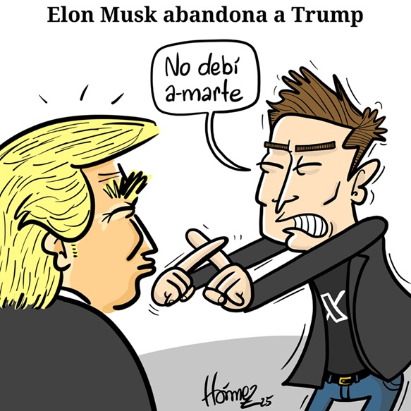 Caricatura 31 de mayo del 2025: Elon Musk abandona a Donald Trump