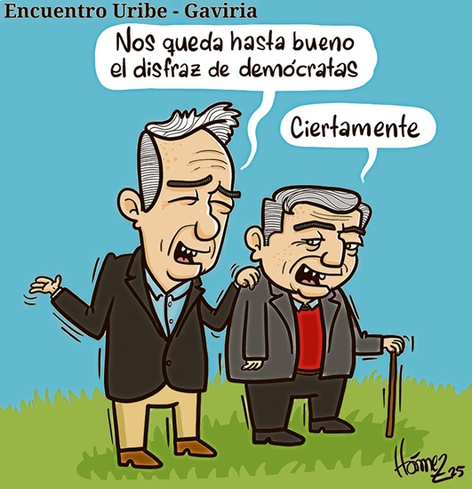 Caricatura 1 de noviembre del 2025: Encuentro Álvaro Uribe - César Gaviria