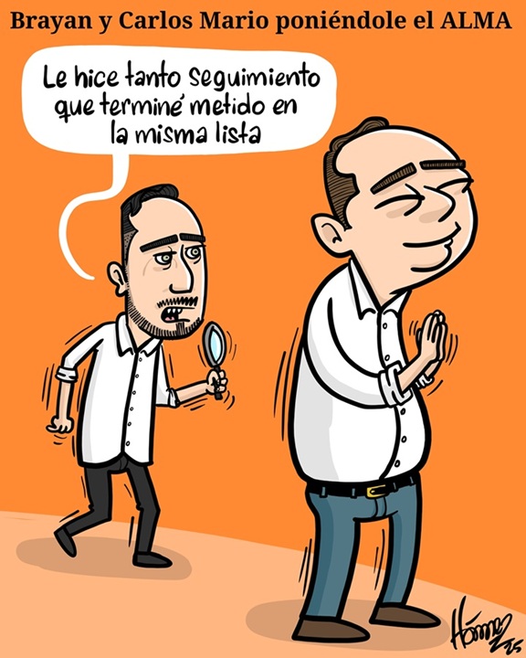 Caricatura 29 de diciembre del 2025: Brayan Salazar y Carlos Mario Marín poniéndole el ALMA a la lista de candidatos a la Cámara de Representantes