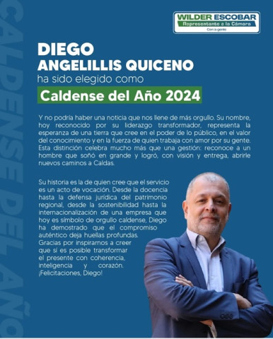 Contento con el Caldense del Año 2024 Foto | Tomada del Facebook de Wilder Escobar | LA PATRIA