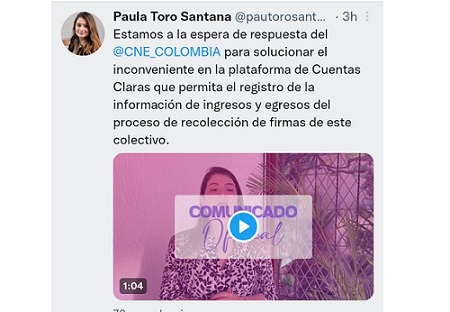 Sin poder reportar en Cuentas Claras Foto|Tomada de Twitter|LA PATRIA