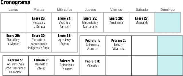 Cronograma Plan de Desarrollo de Caldas