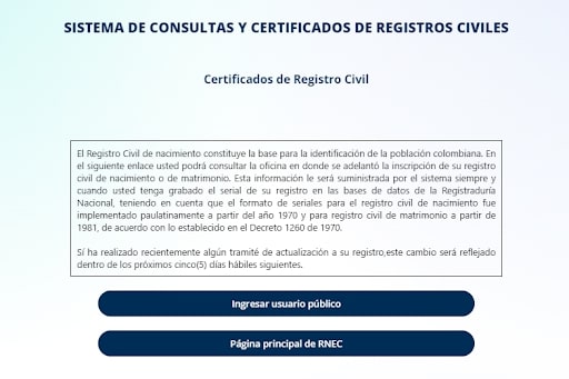 Captura de pantalla de la Registraduría Nacional
