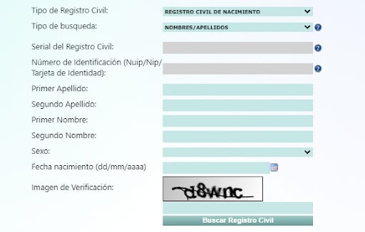 Captura de pantalla de la Registraduría Nacional