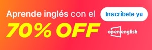 Banner que ofrece un 70% de descuento en los cursos de Open English