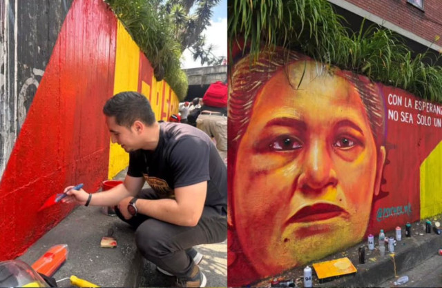 Políticos en la pintada del mural (I) Foto | Tomada del Instagram de de Camilo Muñoz | LA PATRIA