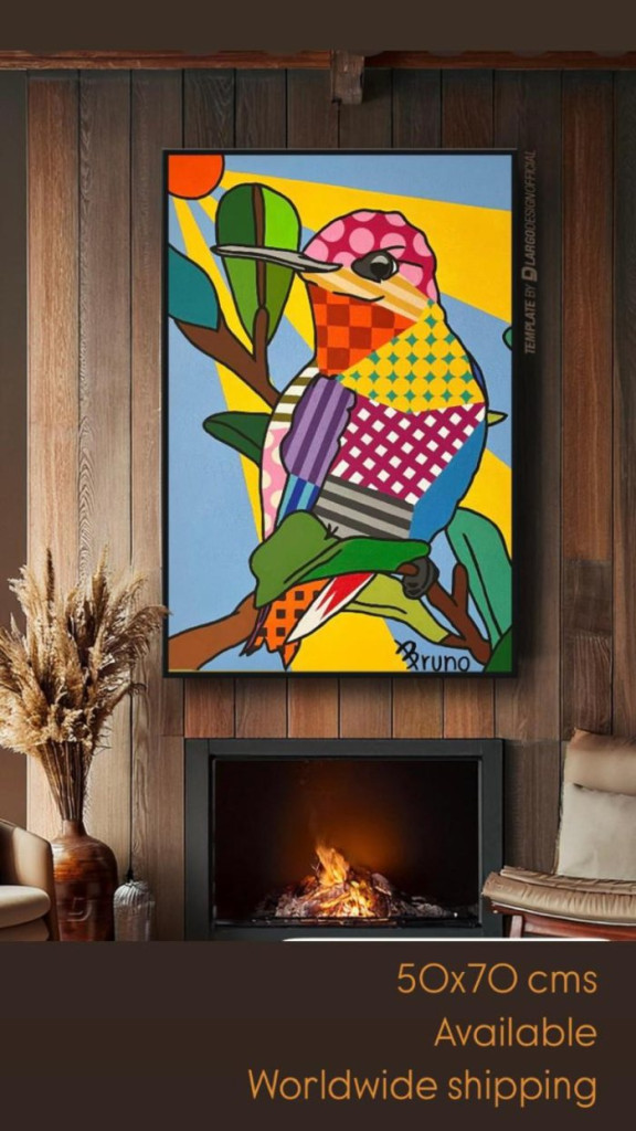 Foto | Cortesía Bruno Ángel Londoño | LA PATRIA   Esta es Colibrí, la obra que Bruno expondrá en Italia. Sus referentes en el arte son Romero Brito, Andy Warhol y Robert Lichtenstein, precursores del art pop en Estados Unidos.