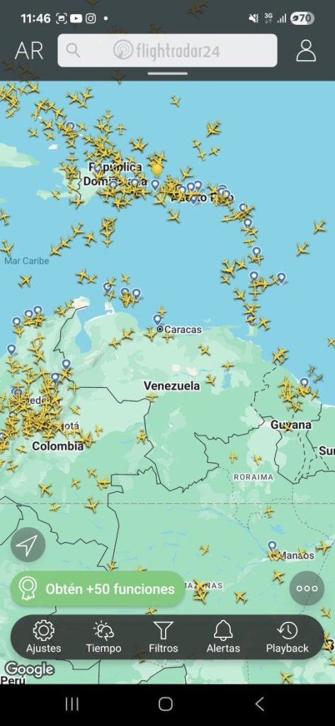 Foto | Captura de pantalla de la aplicación Flightradar | LA PATRIA