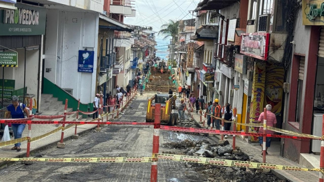 Obras viales en el centro histórico de Anserma avanzan y esperan habilitar pronto la carrera 5