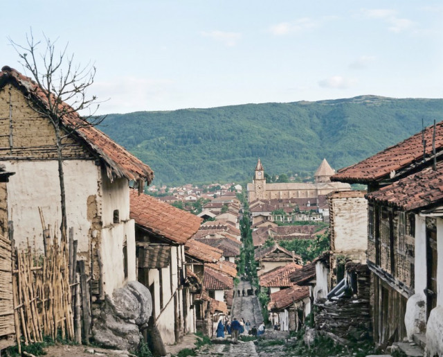 Panorámica desde la carrera 12 (hoy carrera 22). Con la primera Catedral al fondo.