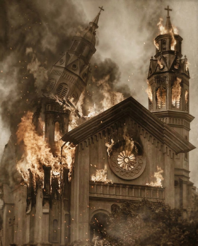 Las torres se derrumban durante el incendio del 20 de marzo de 1926.