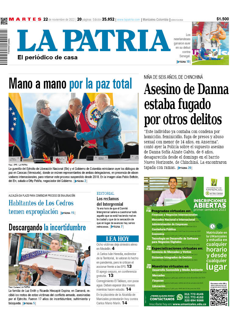 Portada 22 de noviembre del 2022