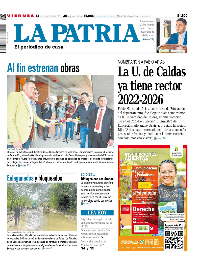 Portada 18 de noviembre del 2022