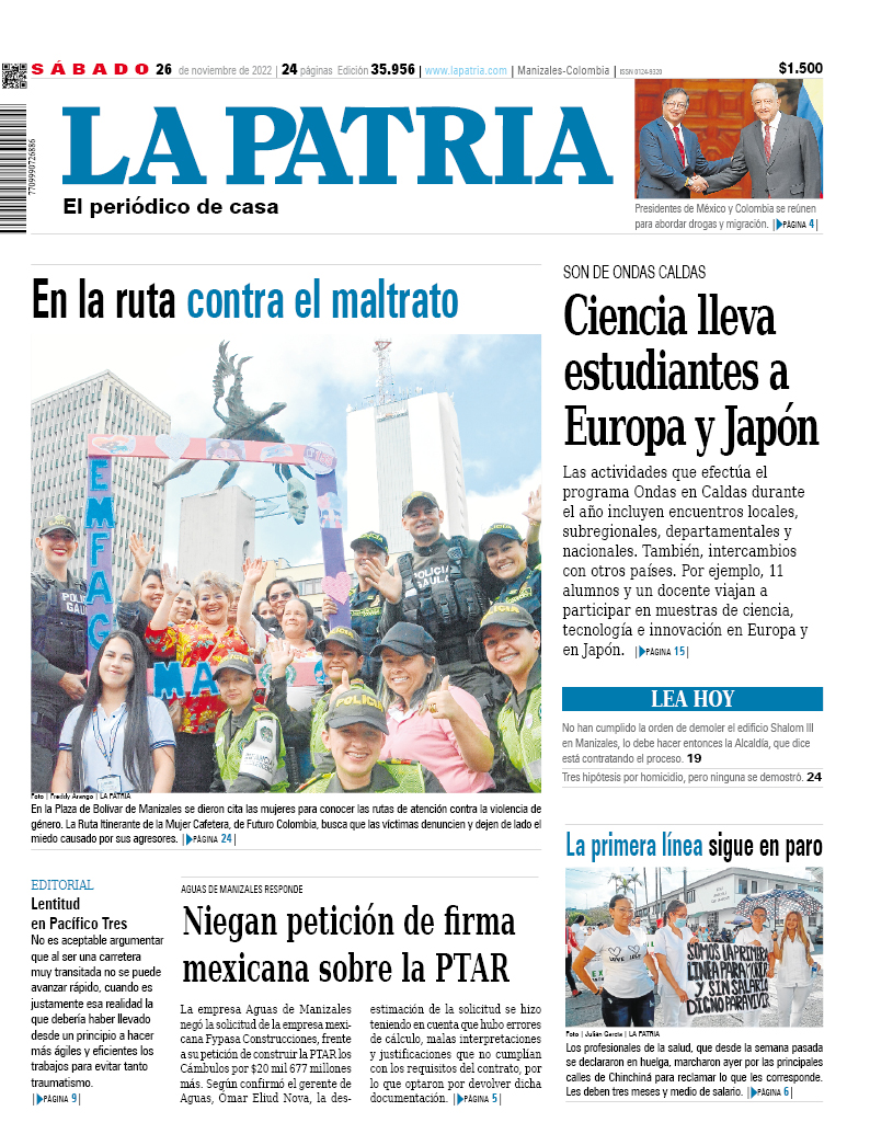 Portada 26 de noviembre del 2022