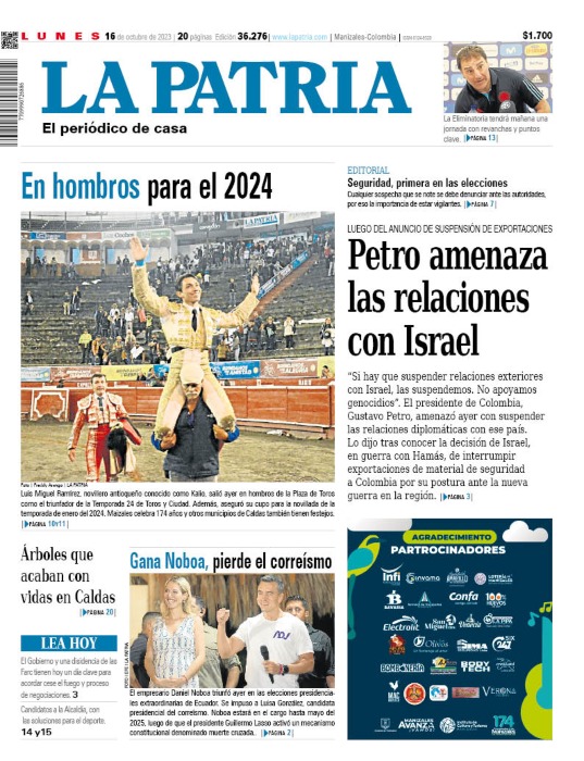 Portada 16 de octubre del 2023