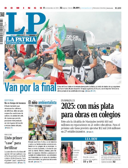 Portada 8 de diciembre del 2024