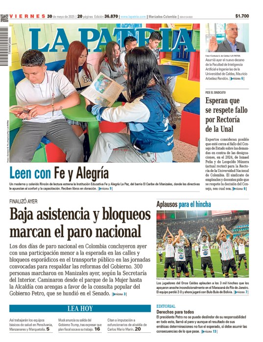 Portada 30 de mayo del 2025