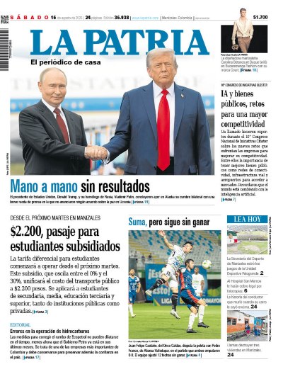 Portada 16 de agosto del 2025