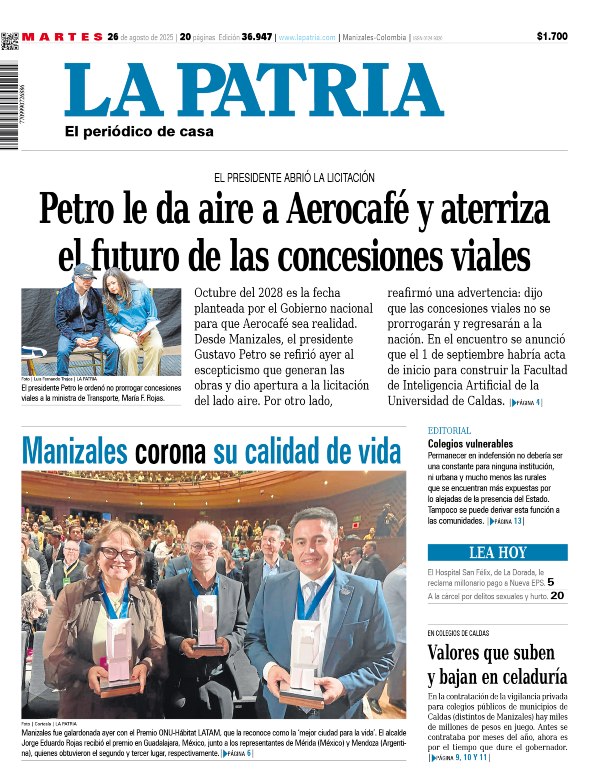 Portada 26 de agosto del 2025