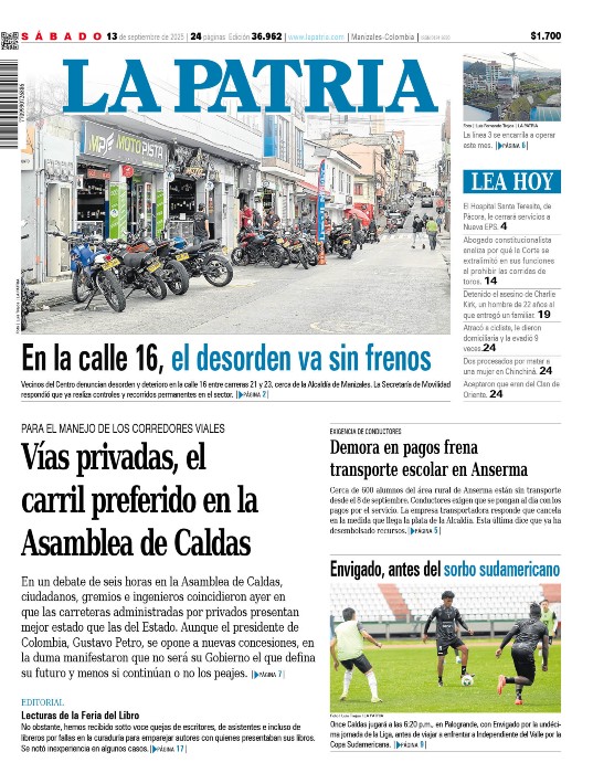 Portada 13 de septiembre del 2025