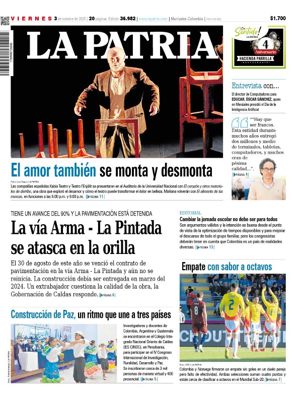 Portada 3 de octubre del 2025