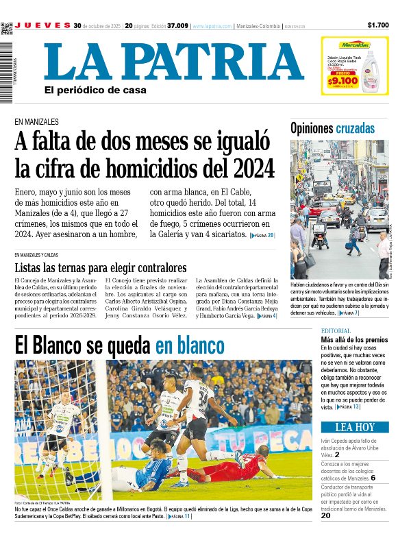 Portada 30 de octubre del 2025