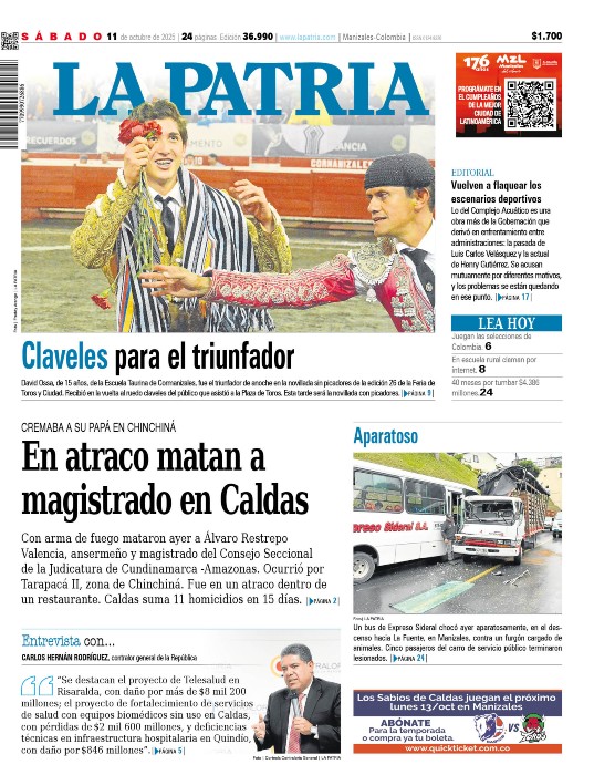 Portada 11 de octubre del 2025