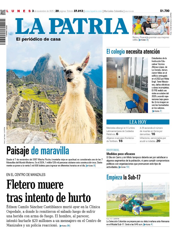 Portada 3 de noviembre del 2025