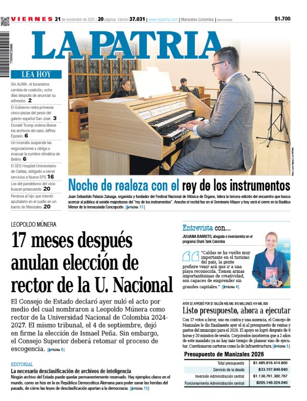 Portada 21 de noviembre del 2025