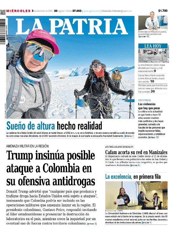 Portada 3 de diciembre del 2025