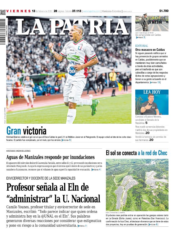 Portada 13 de febrero del 2026