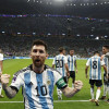 El capitán albiceleste, Lionel Messi, celebra uno de los goles que le dieron la victoria a su combinado nacional sobre los mexicanos.