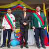 Personero estudiantil, Darwin Andrés Moncada; rector, José Duván González, y Jaime Andres Flórez, contralor estudiantil.