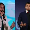 La candidata a la presidencia de Ecuador, Luisa González, del movimiento Revolución Ciudadana, y Daniel Noboa, candidato de la Alianza ADN.