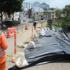 Ayer aún avanzaban en la terminación de las obras a lo largo de la avenida Paralela, cerca del INEM.
