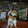 Celebración de los jugadores del Once Caldas luego de conseguir el paso a los cuadrangulares tras el empate ante el América.