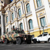 un tanque militar frente a la sede del Gobierno de Bolivia, este miércoles en La Paz (Bolivia). 