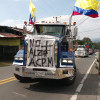 El paro camionero bloquea la entrada a Chinchiná (Caldas). Los conductores se movilizaran por las calles del municipio.