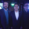 El alcalde de Bogotá, Carlos Fernando Galán; el alcalde de Manizales, Jorge Eduardo Rojas y el representante a la Cámara, Juan Sebastián Gómez durante la presentación en la capital.