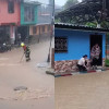 Las inundaciones este martes en el casco urbano de Aguadas.