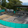 Tomas aéreas de la Media Torta de Chipre en Manizales. La infraestructura pasó por un proceso de renovación completa y se alista para la Feria de Manizales 2025. En la foto, el espacio durante las obras, en septiembre del 2024.