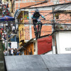 Antes de esta rampa, en el descenso de Campo Amor, ocurrió el accidente entre el ciclista y el ciudadano que observaba el Down Hill Urbano de la Feria de Manizales.