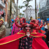 Grandes máscaras alusivas al diablo se vieron por la carrera 23 de Manizales.
