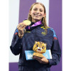 La manizaleña Isabella Bedoya Calle, de 18 años, rompió récord panamericano en la prueba de natación de 50 metros libre femenino. Ganó la medalla de oro y la compartió con una brasileña.