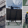 Trabajadores desmontaron este sábado la antigua pantalla del estadio Palogrande. En diciembre, el nuevo dispositivo LED estaría en funcionamiento.